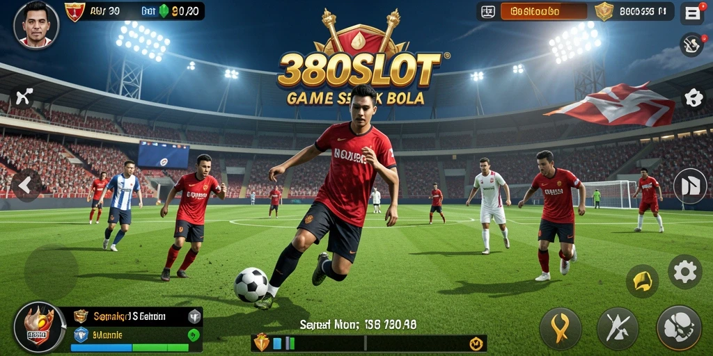 Tampilan gameplay seru dalam 380SLOT dengan aksi sepak bola.