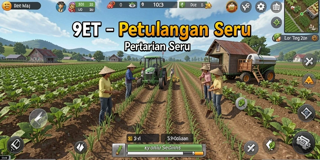 Screenshot gameplay <strong>9ET</strong> yang menampilkan keseruan bertani.