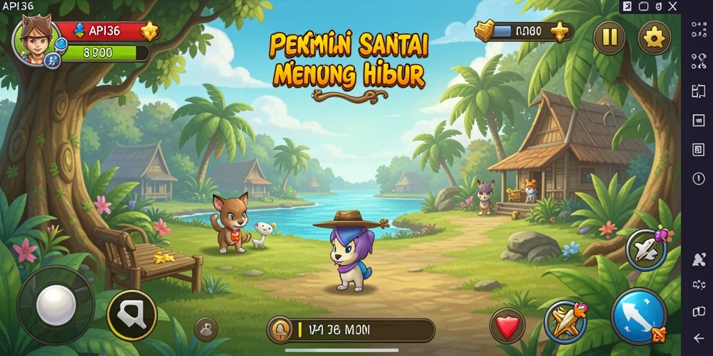 Tangkapan layar utama API36 menampilkan gameplay santai yang penuh warna.