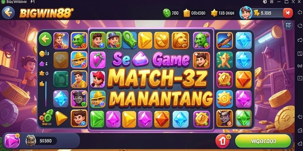 Gameplay menarik BIGWIN88 dengan tantangan Match-3 seru.