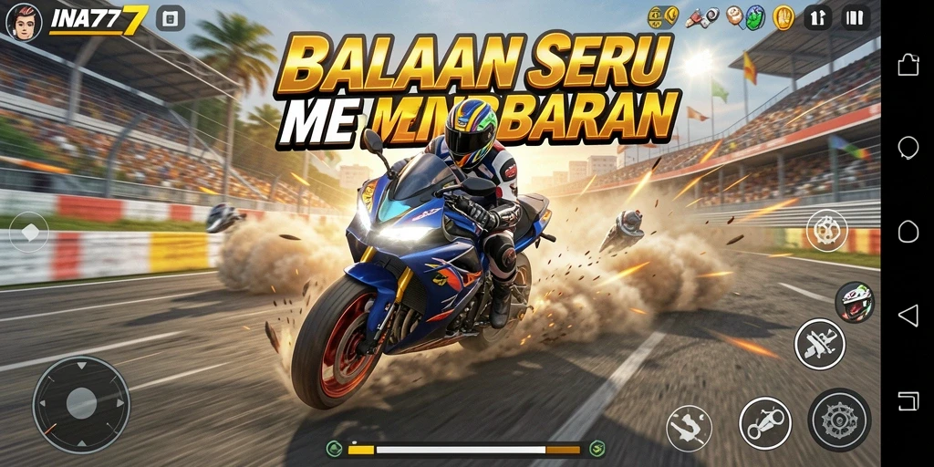 Gameplay seru balapan motor di trek yang mendebarkan.