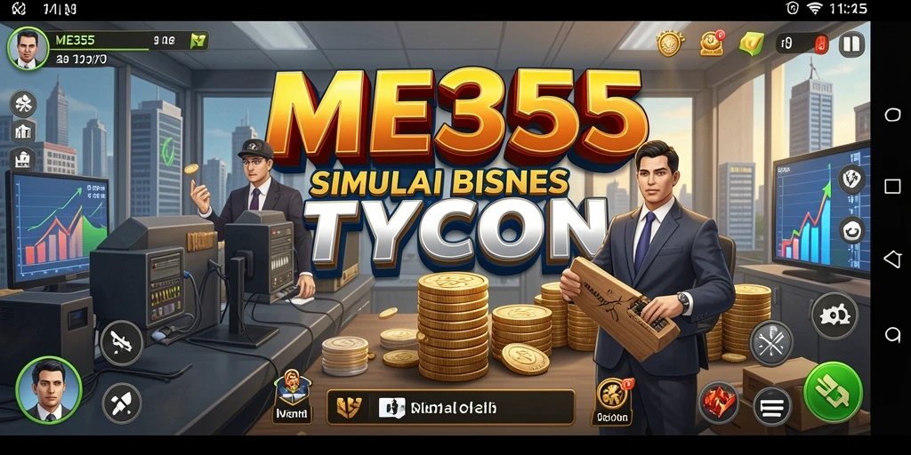 Tampilan gameplay ME355 yang menarik dalam simulasi bisnis Tycoon.