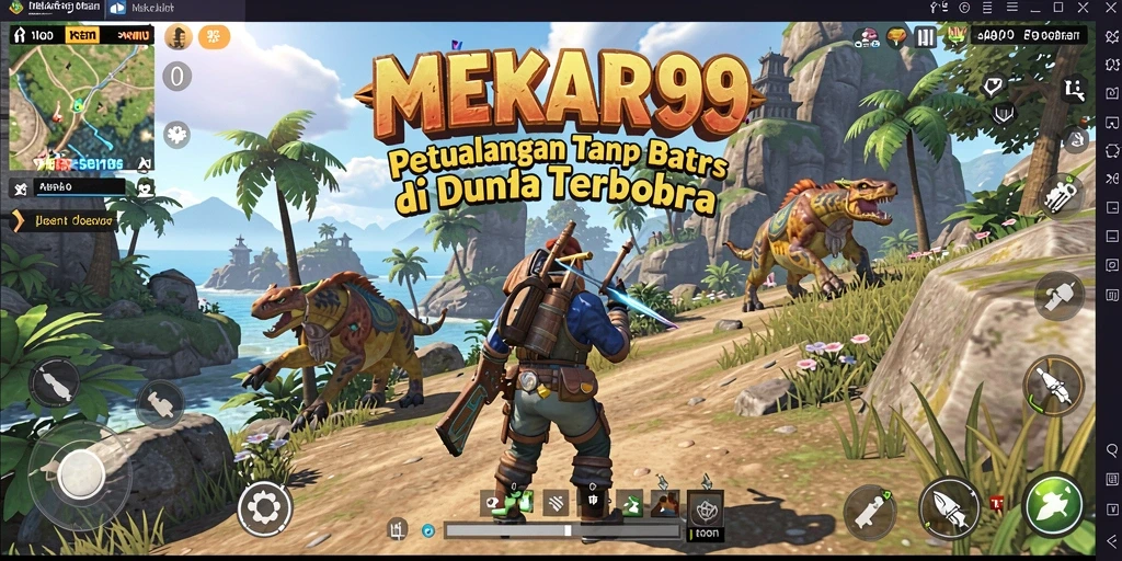 Tangkapan layar gameplay MEKAR99 yang menunjukkan eksplorasi dunia terbuka.