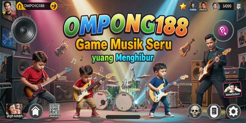 Screenshot OMPONG188 menampilkan gameplay musik yang penuh warna dan interaktif.