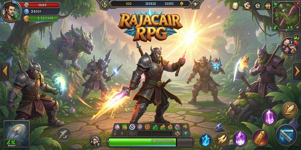 Tampilan gameplay seru dalam RAJACAIR dengan aksi RPG yang menegangkan.