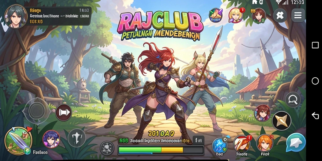 Tangkapan layar RAJACLUB menampilkan aksi petualangan karakter Anime yang seru.