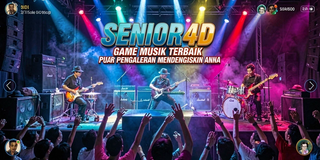 Tangkapan layar SENIOR4D memperlihatkan antarmuka musik yang menarik dan interaktif.
