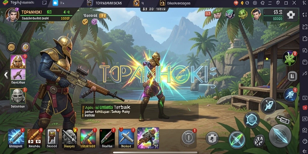 Tampilan antarmuka aplikasi TOPANHOKI untuk utilitas sehari-hari.