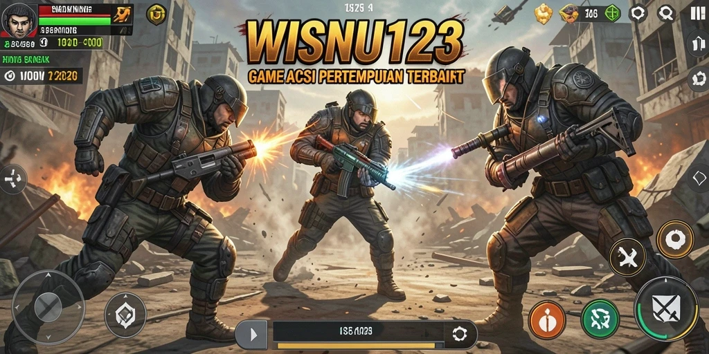 Tampilan aksi mendebarkan dalam gameplay WISNU123.